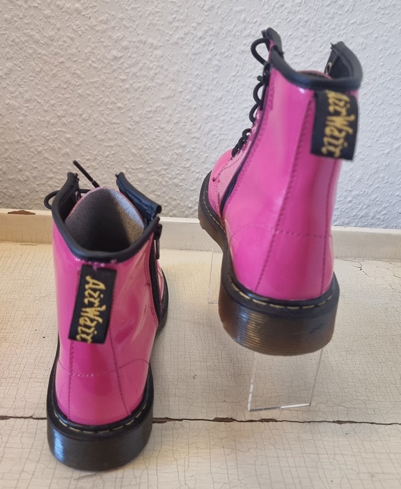 Pink Patent Dr. Martens Vintage Model Air Walk Pink Patent Boots Size UK 3 EU 36 Patent Pink Leather With Zipper Brand New image 8