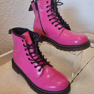 Pink Patent Dr. Martens Vintage Model Air Walk Pink Patent Boots Size UK 3 EU 36 Patent Pink Leather With Zipper Brand New image 3