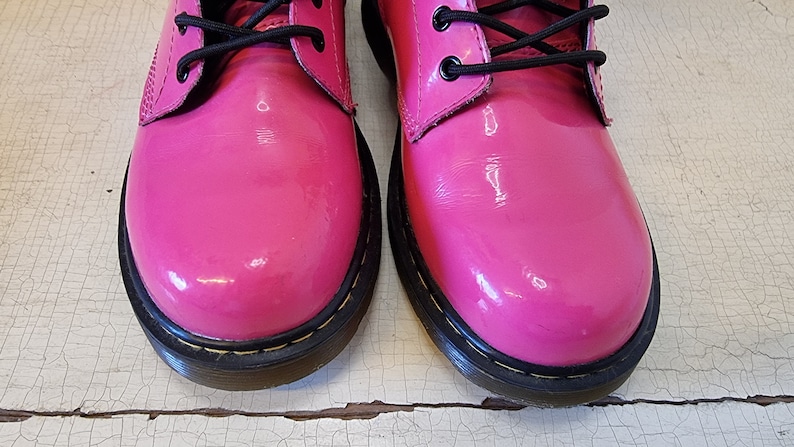 Pink Patent Dr. Martens Vintage Model Air Walk Pink Patent Boots Size UK 3 EU 36 Patent Pink Leather With Zipper Brand New image 2