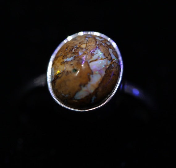 Mexican Opal Ring fine silver .925 Size 7 3/4 AUSRNG0036