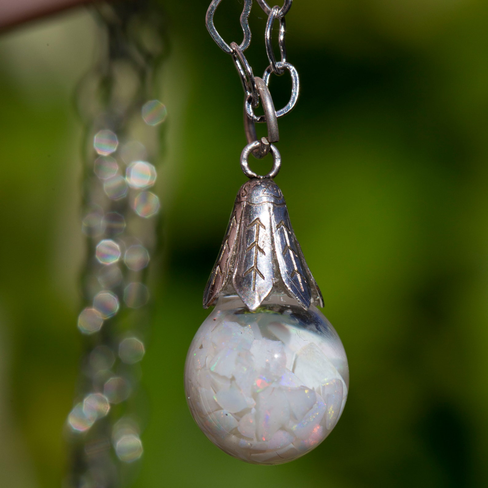 Opal Globe Necklace Silver A2 Synthetic Lab Made and Natural - Etsy ...