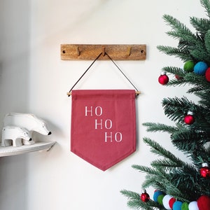 Ho Ho Ho Banner Flag • Christmas Decoration • Pennant Banner Letterbox Gift Father Christmas Santa Print Scandi Decor Alternative Wreath