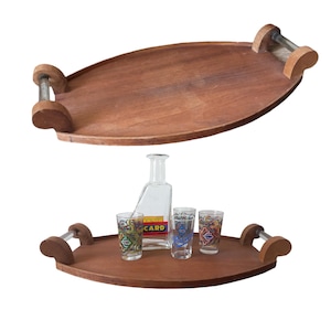 Vintage Art Deco Styled Tray In Wood And Acrylic Wooden Tray Serving Tray Drinks Tray French Style Plateau Serving Platter For Alcohol