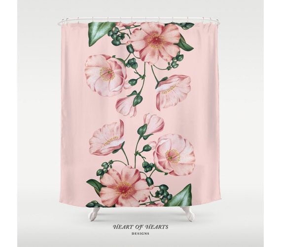 Douchegordijn roze bloemen douchegordijn botanische moderne Etsy
