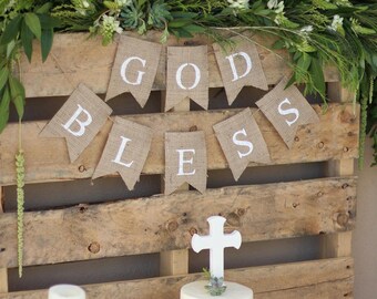 God Bless Banner, First Communion Banner, Christening Banner, Baptism Banner, Confirmation Banner, Cross Banner, Religious Banner, B607