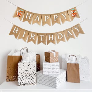Woodland Birthday Party | Happy Birthday Banner | Fox Party Decorations | Woodland First Birthday | Woodland Banner | Forest Animals Garland