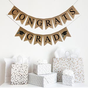 Graduation Decorations | Congrats Grad Banner | Graduation Party | Class of 2025  | Grad Party Decorations | College Bound | Burlap Banner