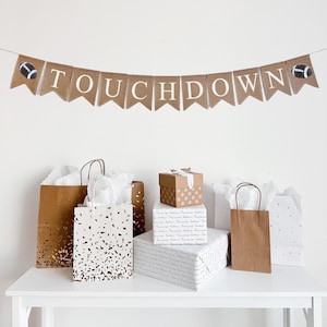 Voetbalfeestdecoraties, verjaardagsversieringen, touchdownbanner, voetbalverjaardag, sportthemafeest, jutebanner