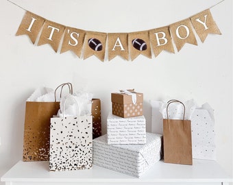 Junge Babypartydekoration, Fußball-Partydekoration, Es ist ein Junge, Gender Reveal, Babymitteilung, Sportbanner, Fußball-Mottoparty