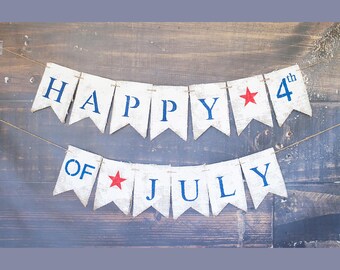 4th of July Decoration, July 4th Decor, Happy Fourth of July Banner, 4th of July Party, Fourth of July Decorations, SALE16