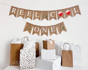 Fête d'anniversaire de pêche | Décorations de fête de pêche | Le grand thème d'anniversaire | Bannière poisson | Bannière en toile de jute | Le grand