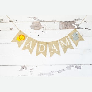 Safari kinderkamer decor, Safari baby shower decor, leeuw banner, jungle feestdecoratie, aangepaste Safari banner, olifant banner, B801
