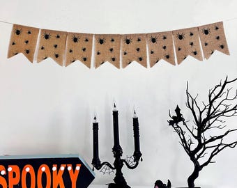 Pancarta de murciélago / Decoraciones de Halloween / Decoración para fiesta de Halloween / Pancarta de arpillera / Decoración de repisa de otoño / Decoraciones de otoño / Guirnalda de arpillera