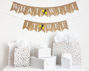 What Will It Bee Gender Reveal | Baby Shower Decorations | Boy or Girl Gender Reveal | Bumble Bee Baby Shower | Burlap Banner