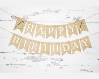 Happy Birthday Banner | Fishing Party Decorations, B1059