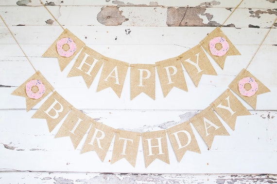 Donut Happy Birthday Banner Birthday Decor Donut Party | Etsy