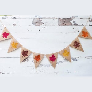 Fall Leaves Banner, Autumn Leaves Banner, Fall Decor, Autumn Decor Thanksgiving Decor, Thanksgiving Burlap Banner, B093