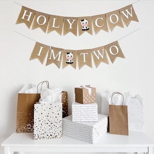 Second Birthday | Cowboy Party | 2nd Birthday Theme | Rodeo Party Theme | Burlap Garland | Cow Banner | Farm Animal Party |