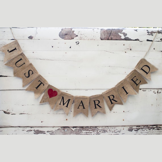 Just Married Banner, Just Married Jute Banner, Hochzeit Foto Requisite,  B042 - .de