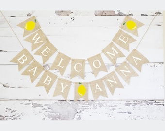 Lemonade Baby Shower Decor, Summer Baby Shower Decor, Welcome Baby Banner,  Lemon Baby Shower Decor, Summer Welcome Baby Sign, B949