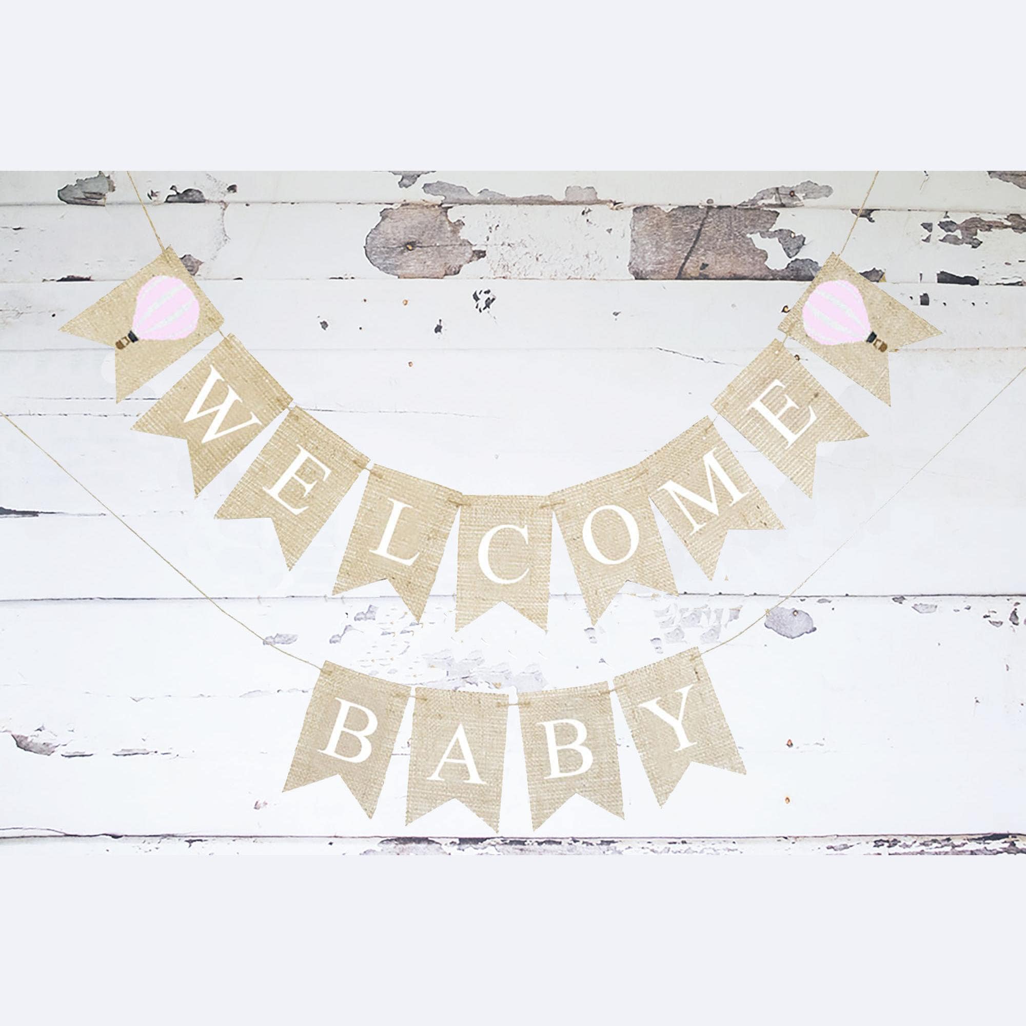 Pink Hot Air Balloon Baby Shower Decor Up Up and Away Baby Shower Pink Hot Air Balloon Welcome Baby Banner Balloon Shower