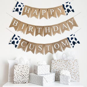 Cow Print Birthday Party, Happy Birthday Banner, Farm Animal Party Decorations, Custom Banner, Cow Themed Birthday, Barnyard Party Decor,