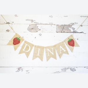 Strawberry Party Decor, Custom Strawberry Banner, Strawberry Birthday Decoration, Strawberry Nursery Decor,  Personalized Berry Banner, B743