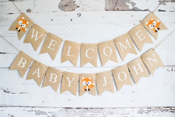 Woodland Baby Shower Decor Fox Baby Shower Banner Welcome