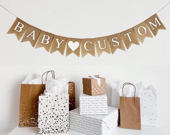 Custom Baby Name Banner | Baby Shower Decorations | Personalized Baby Sign | Customized Banner | Burlap Garland | Gender Neutral Decor