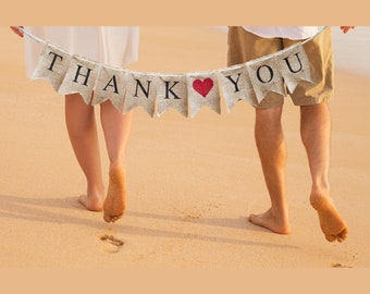 Thank You Burlap Banner, Thank You Banner, Thank You Wedding Photo Prop, B045