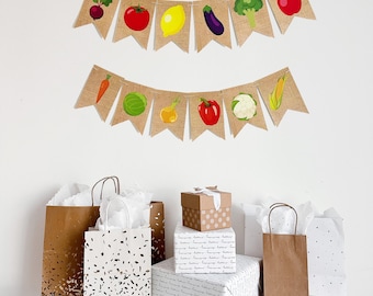 Farm Party Produce Stand, Cardstock Market Vegetables Banner,  Farm Birthday Party Banner, Fresh Produce Banner, Farmers Market Banner, P107