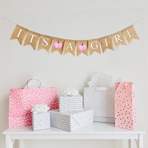 Pumpkin Baby Shower, It’s a Girl, Gender Reveal, Baby Girl Shower Decorations, Baby Announcement, Fall Party Decor, Burlap Banner