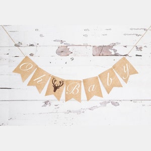 Wald Baby Shower Dekor, Hirschgeweih, Jagd Baby Shower Dekor, Baby Shower Banner, Gender Reveal Banner, Oh Baby Banner, B1076