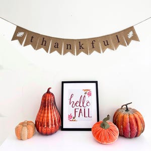Thankful Banner | Thanksgiving Banner | Fall Home Decor | Friendsgiving Decorations | Happy Thanksgiving | Burlap Banner |
