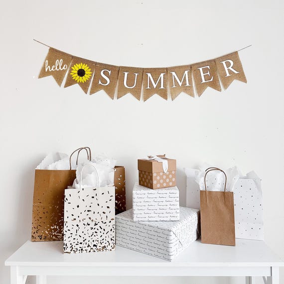 Summer Party Themes | Hello Summer Banner | Sunflower Decor | Sunflower Banner | Burlap Banner | Seasonal Decor | Baby Shower Sign |