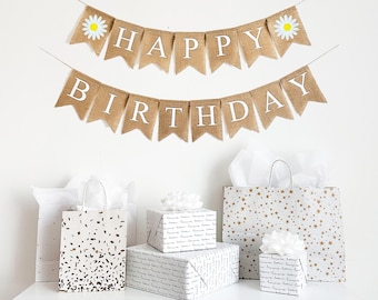 Happy Birthday Banner | Wildflower Birthday | Daisy Theme Party | Custom Birthday Banner | Groovy Party Decorations |