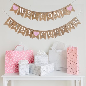 Welcome Baby Girl | Baby Shower Decorations | Gender Reveal Party | Gender Reveal Girl | Customizable Banner | Personalized Banner