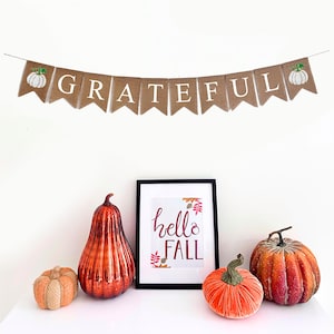Grateful Sign | Thanksgiving Banner | Fall Party Decor | Little Pumpkin Baby Shower | Friendsgiving Decorations | Rustic Home Decor |