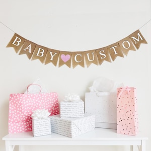 Baby Name Banner | Baby Girl Shower Decorations | Personalized Baby Banner | Custom Banner | Burlap Garland | Girl Gender Reveal Party