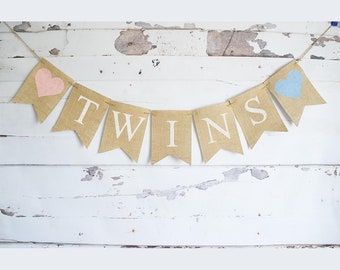 Twins Banner, Twins Baby Shower Decor, Baby Shower Decoration, Twins Nursery Decor, B643