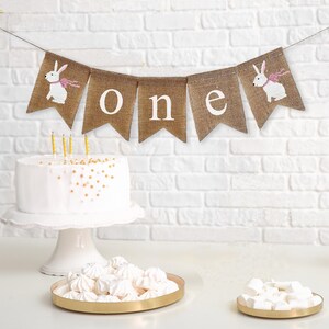 Some Bunny is One | First Birthday Decoration | Spring Birthday Party, Bunny First Birthday Easter Birthday | Highchair Banner