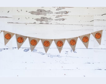 Estandarte de arpillera de baloncesto, estandarte de baloncesto, decoración de baloncesto, letrero de fiesta de baloncesto, decoración de la temporada de baloncesto, fiesta de baloncesto, B171