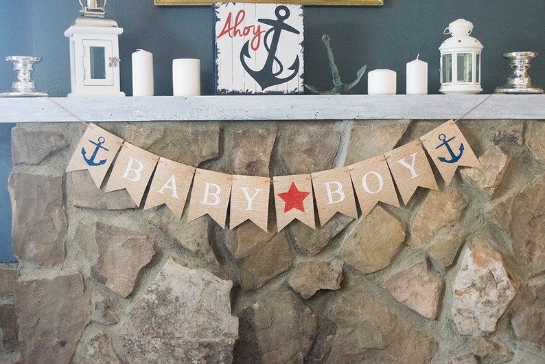 Nautical Baby Shower Banner B458 Baby Boy Nautical Banner Boy Baby Shower Decor Boy Baby Shower Banner Navy Baby Shower Banner