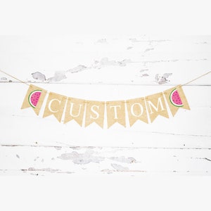 Decoración de fiesta de sandía, estandarte de sandía personalizado, decoración de fiesta de cumpleaños de sandía, fiesta de primer cumpleaños de sandía, B718