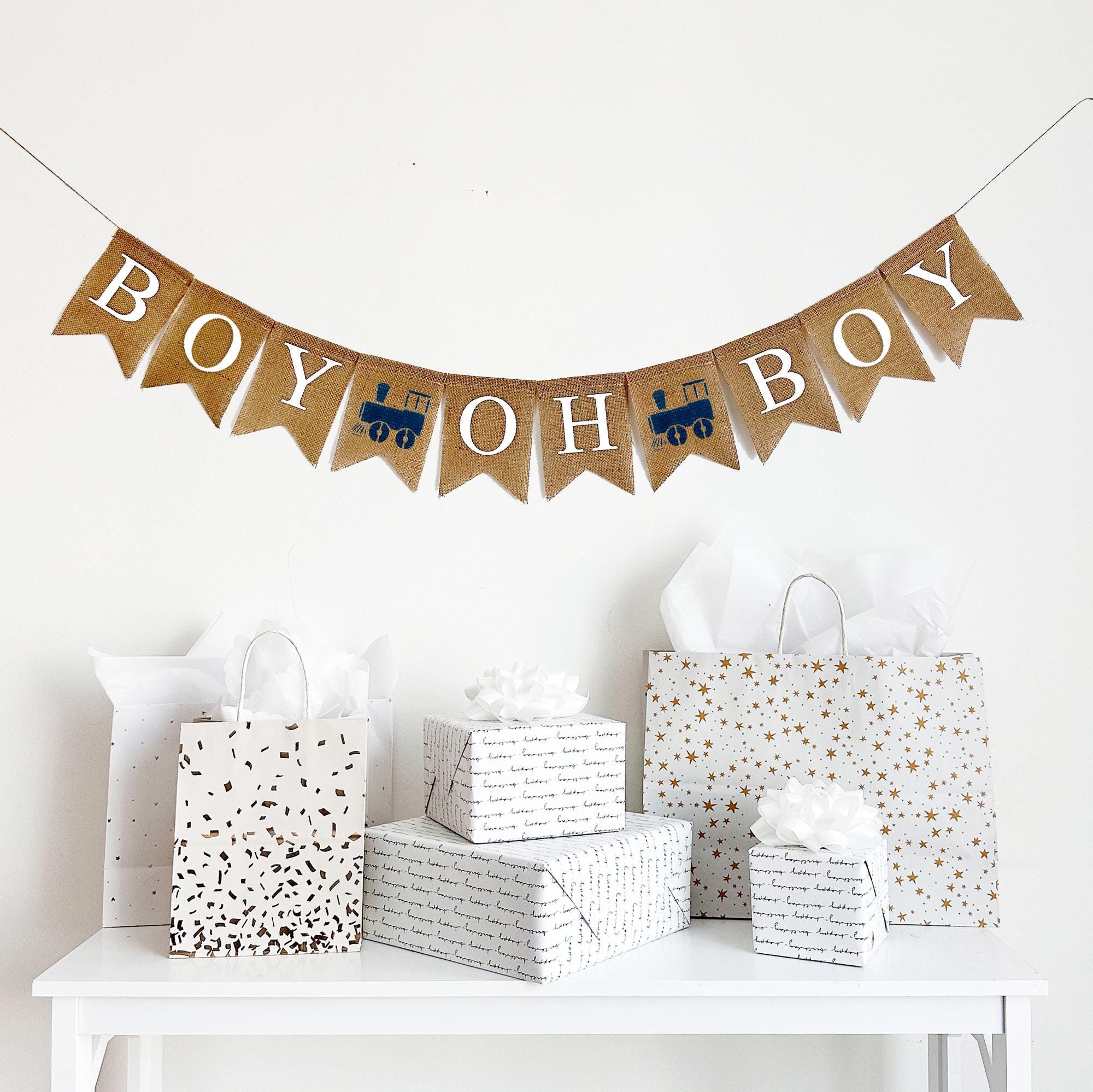 IT is A BOY Bunting Banner with Gold Edge Christening Baby