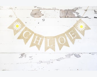 Daisy Personalized Banner, Birthday Party Decorations, Floral Nursery Decor, Flower Banner, Daisy Decorations, Spring Party Decor B1033