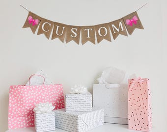 Coquette Bow Banner | Pink Bow Party Decorations | Personalized Banner | Girl Birthday Party | Baby Shower Banner | Bridal Shower Decor