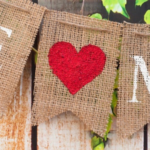 Be Mine Valentine Banner, Valentine's Day Burlap Banner, Be Mine Burlap Banner, B032 image 3