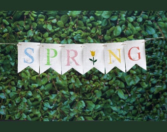 Spring Tulip Banner, Spring Tulip Decor, Spring Burlap Banner, Spring Sign, Tulip Banner, B268