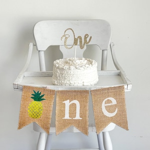 Luau Party Decorations | 1st Birthday Girl | Hawaiian Luau Party | High Chair Banner | One Banner | Baby First Birthday | Cake Smash |